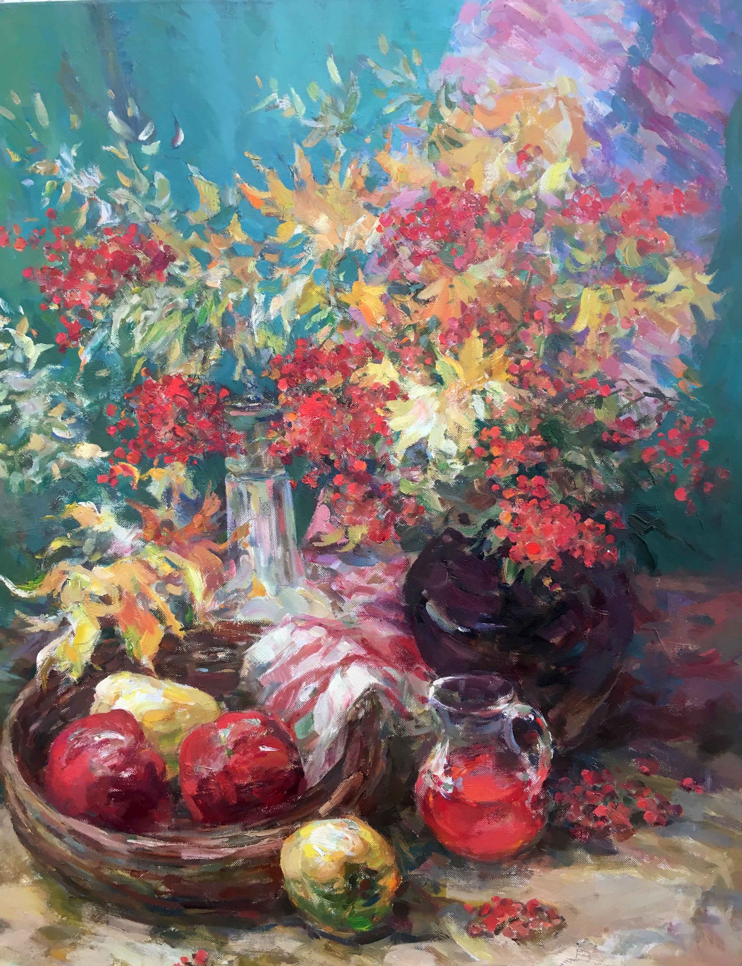 Autumn still life oil painting