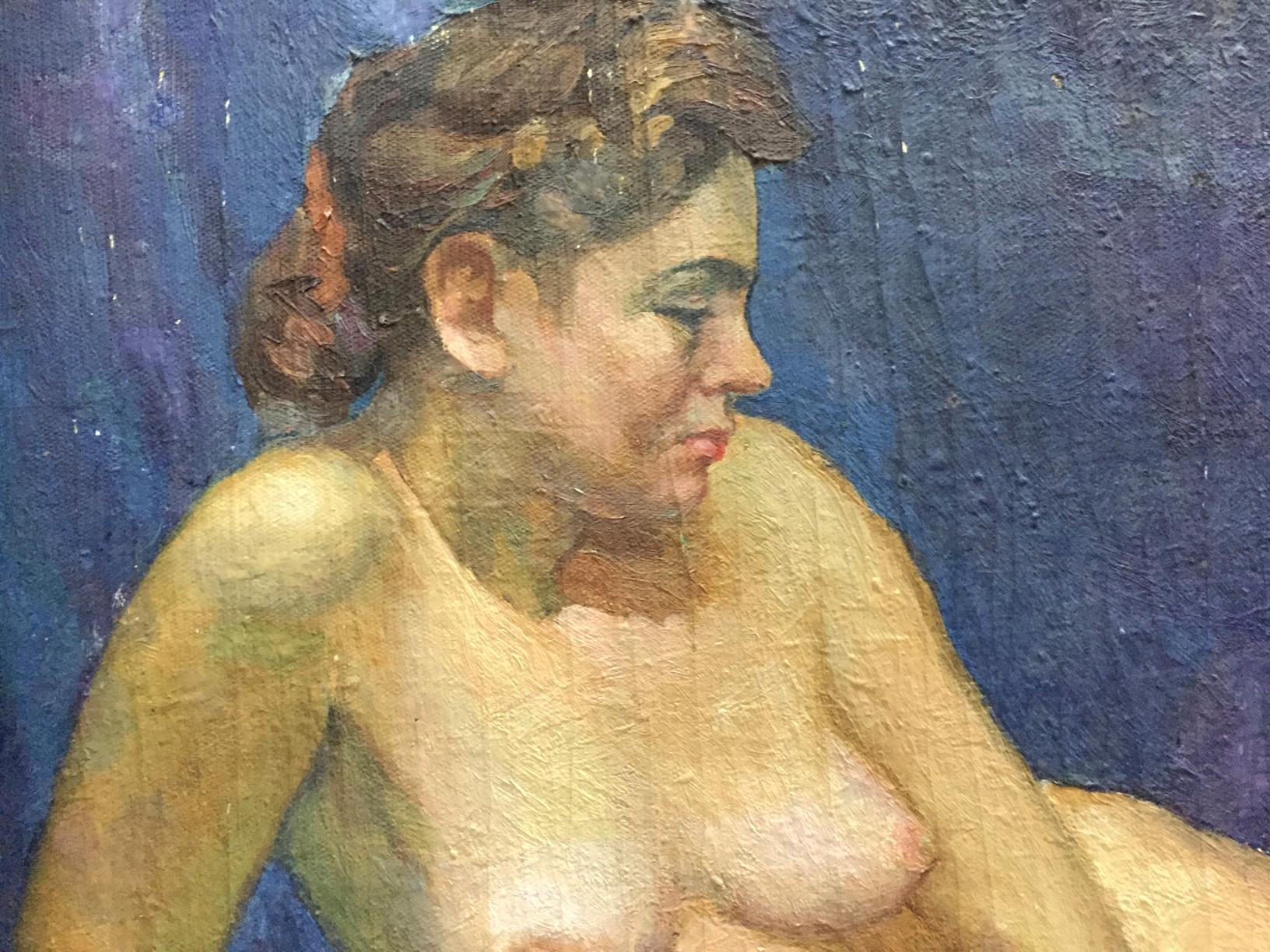 Oil painting Portrait of a naked girl
