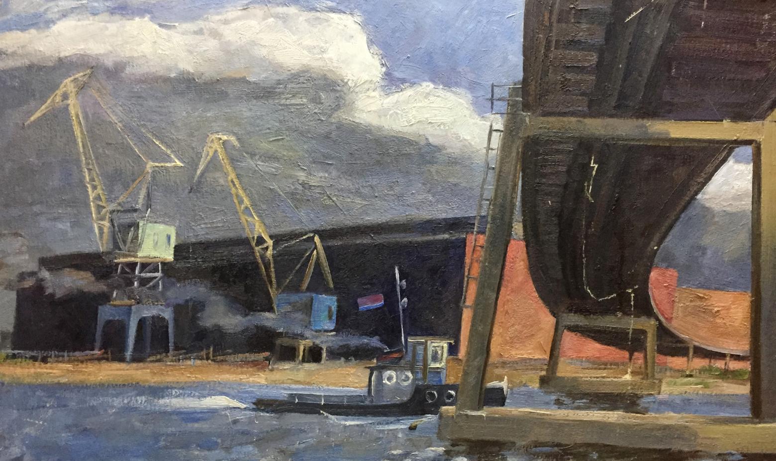 Oil painting Harbor Semenov Alexander Ivanovich