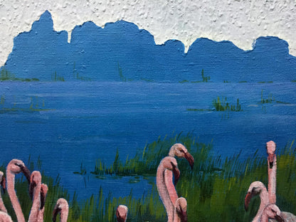 Oil painting Pink flamingo Anatoly Varvarov