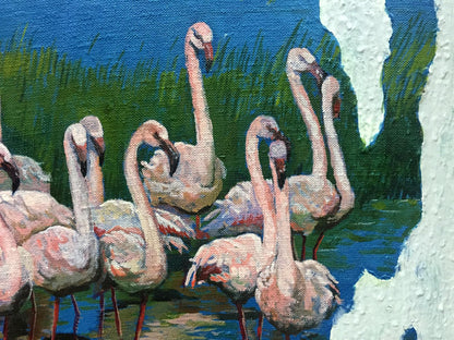 Oil painting Pink flamingo Anatoly Varvarov