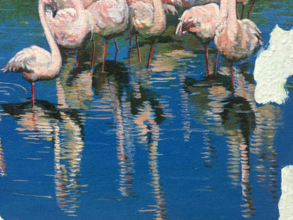 Oil painting Pink flamingo Anatoly Varvarov