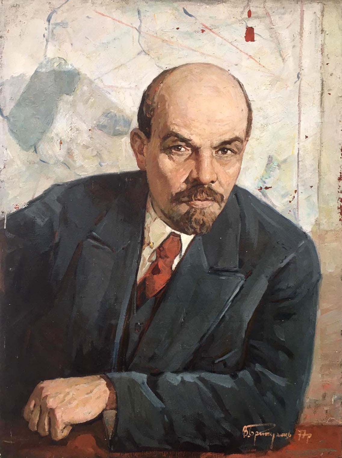 Social realism oil painting Portrait of Lenin Brikulets Viktor Mikhailovich