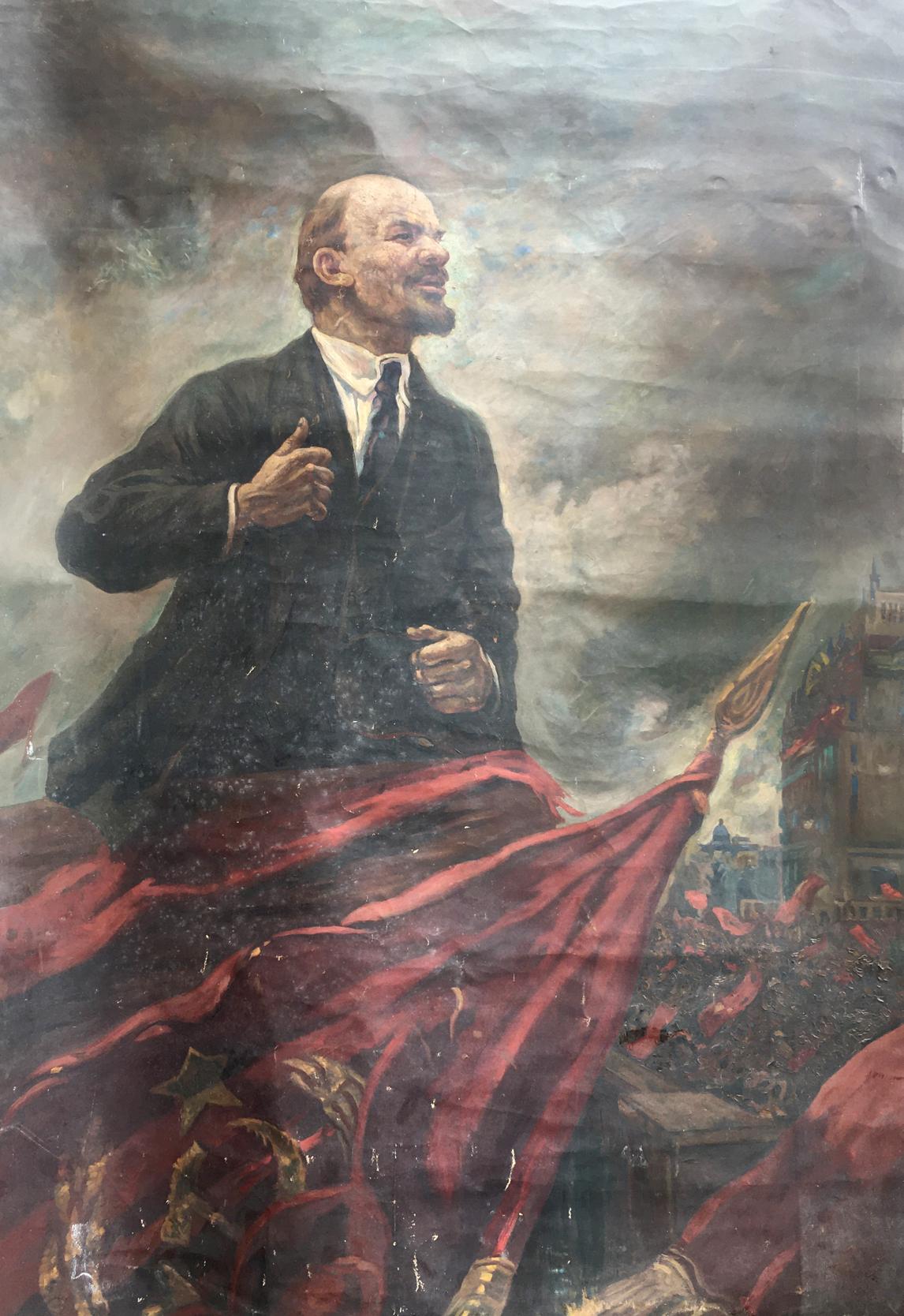 Oil painting Lenin on the podium