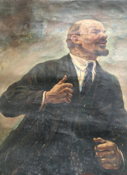 Oil painting Lenin on the podium