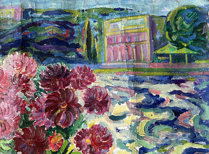 Abstract oil painting still life by the shore Peter Dobrev