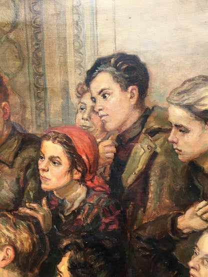 Oil painting Lenin among delegates of the 3rd Congress of Komsomol Terentyev Vladimir Vasilievich