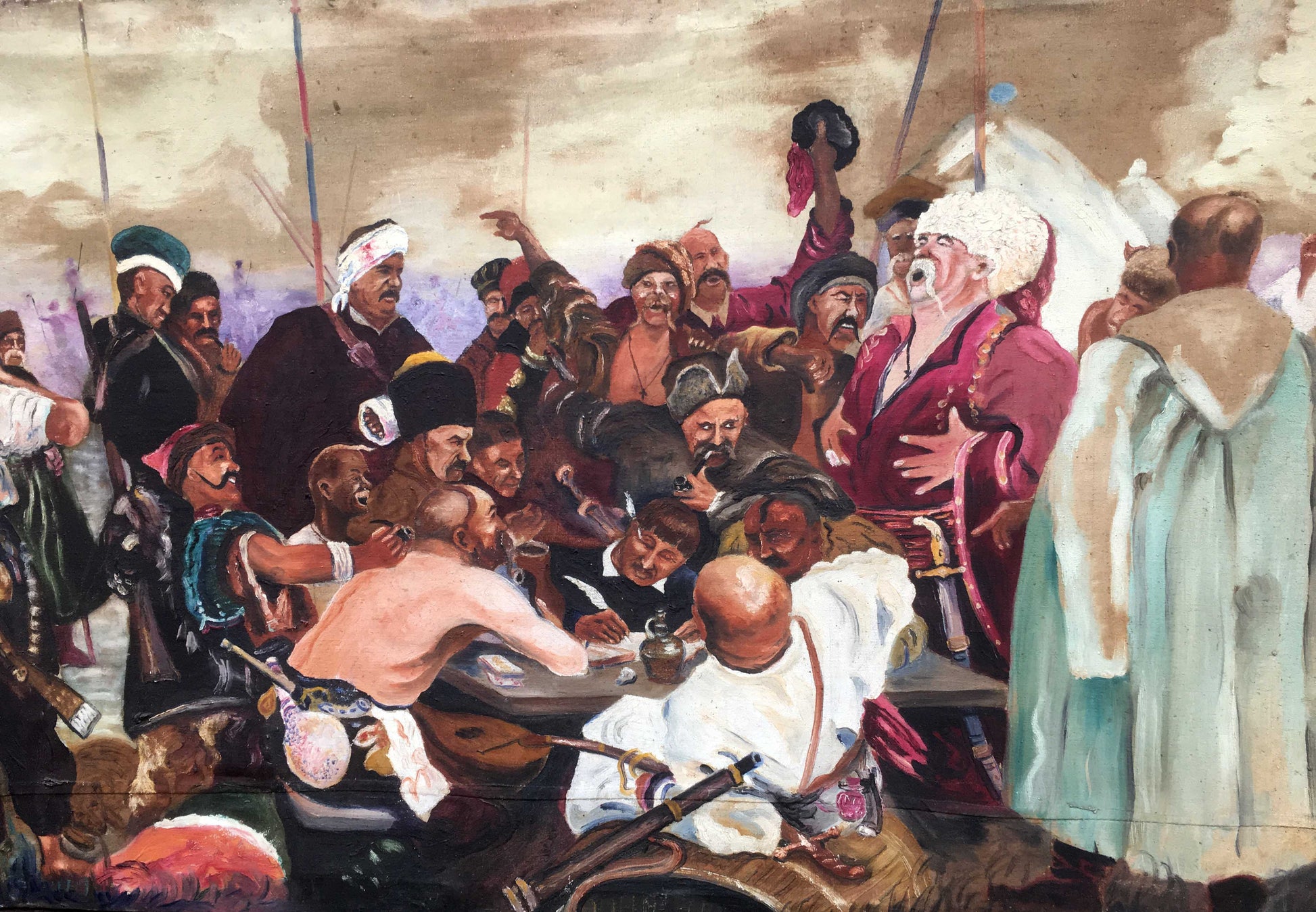 Oil painting depicting Cossacks