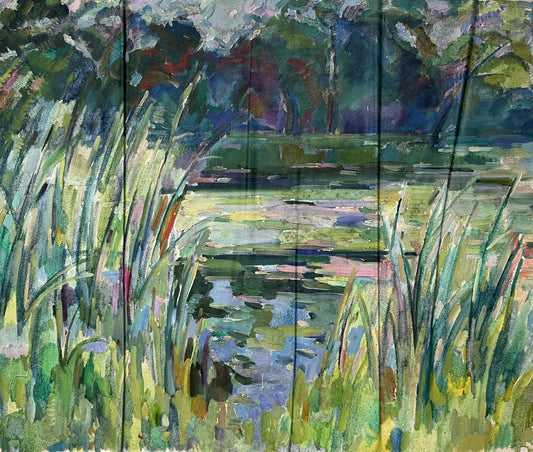 Abstract oil painting between reeds Peter Dobrev