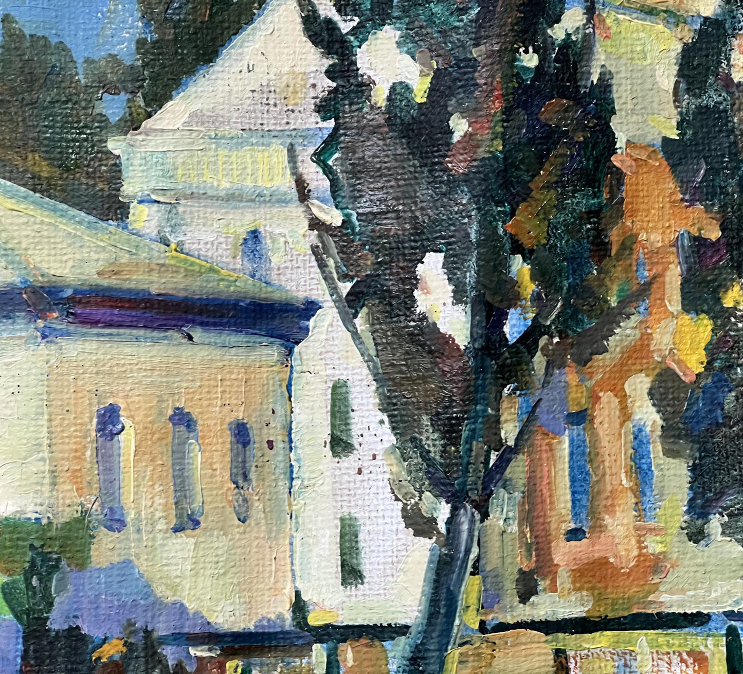 Oil painting White houses Peter Dobrev