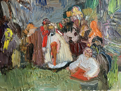 Oil painting People on a picnic