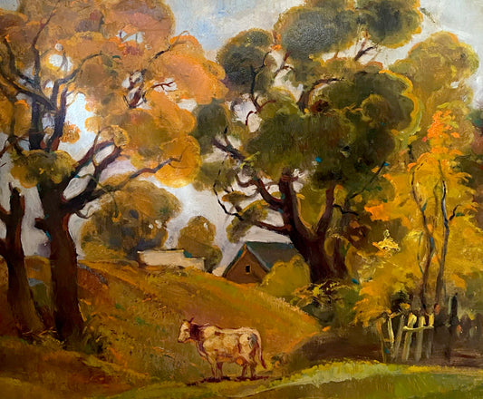 Oil painting Autumn and cow buy