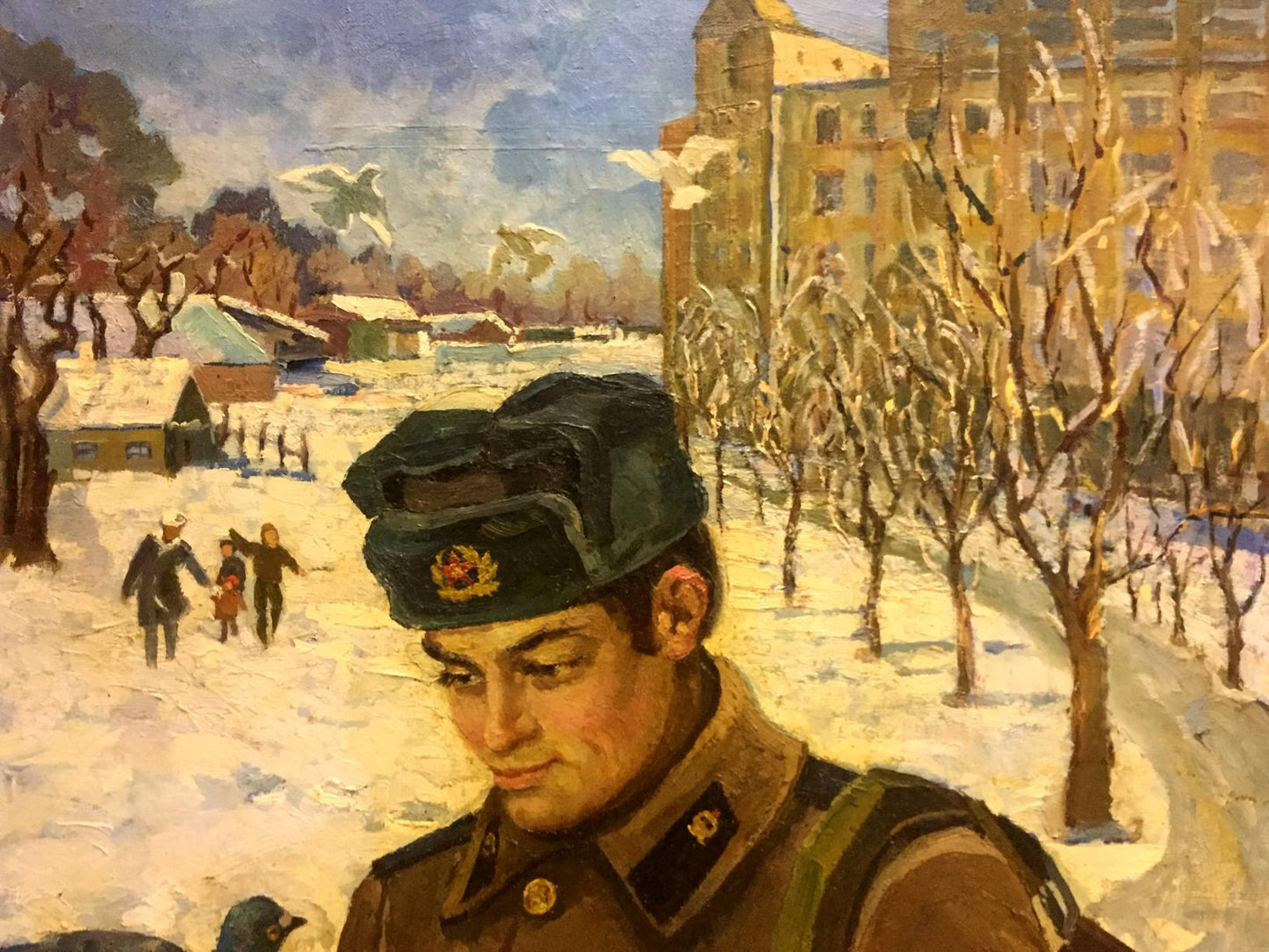 Oil painting Return of the soldier to his homeland Yanchak Elena Vatslavovna