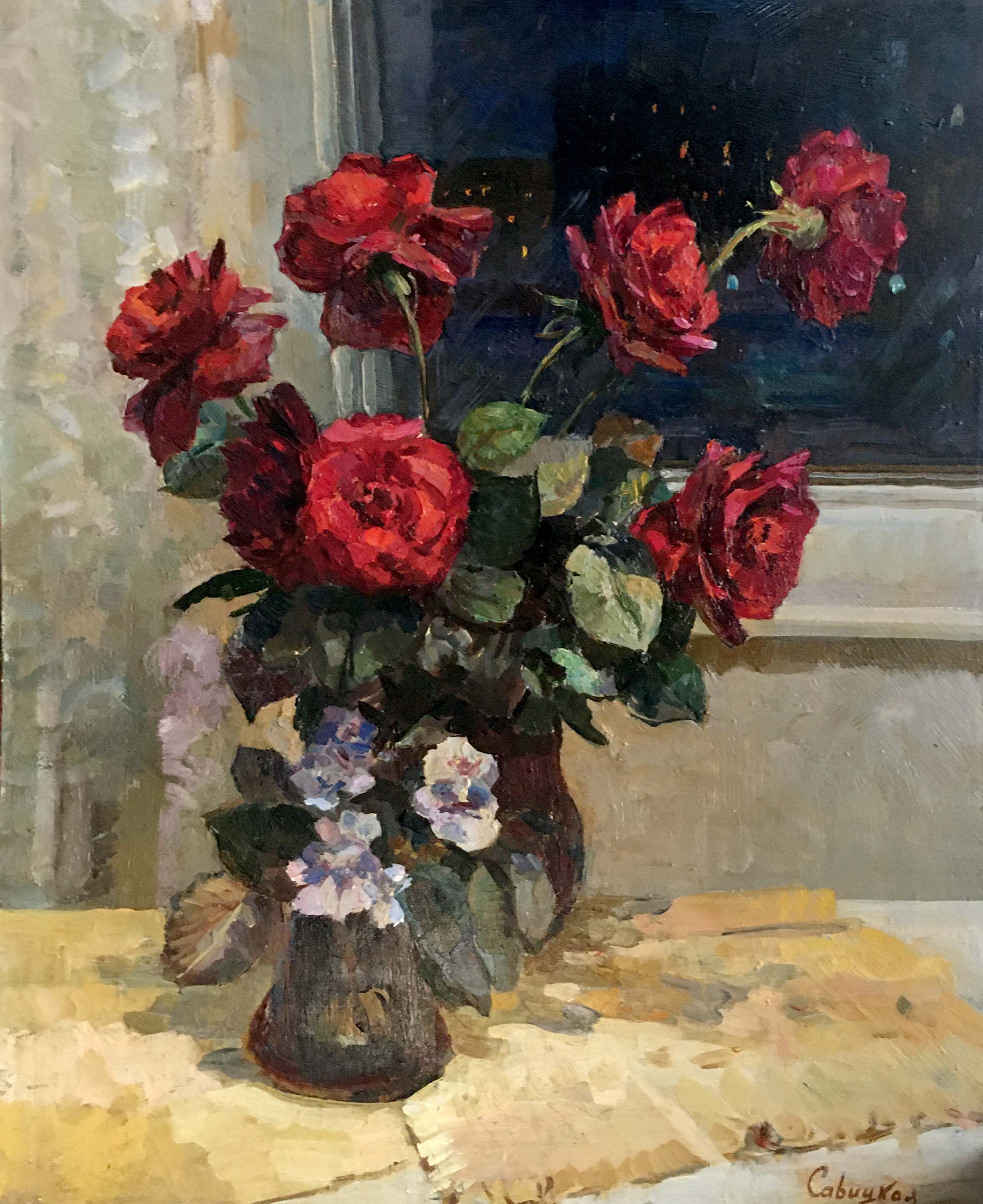 Oil painting Red roses Natalya Alexandrovna Savitskaya