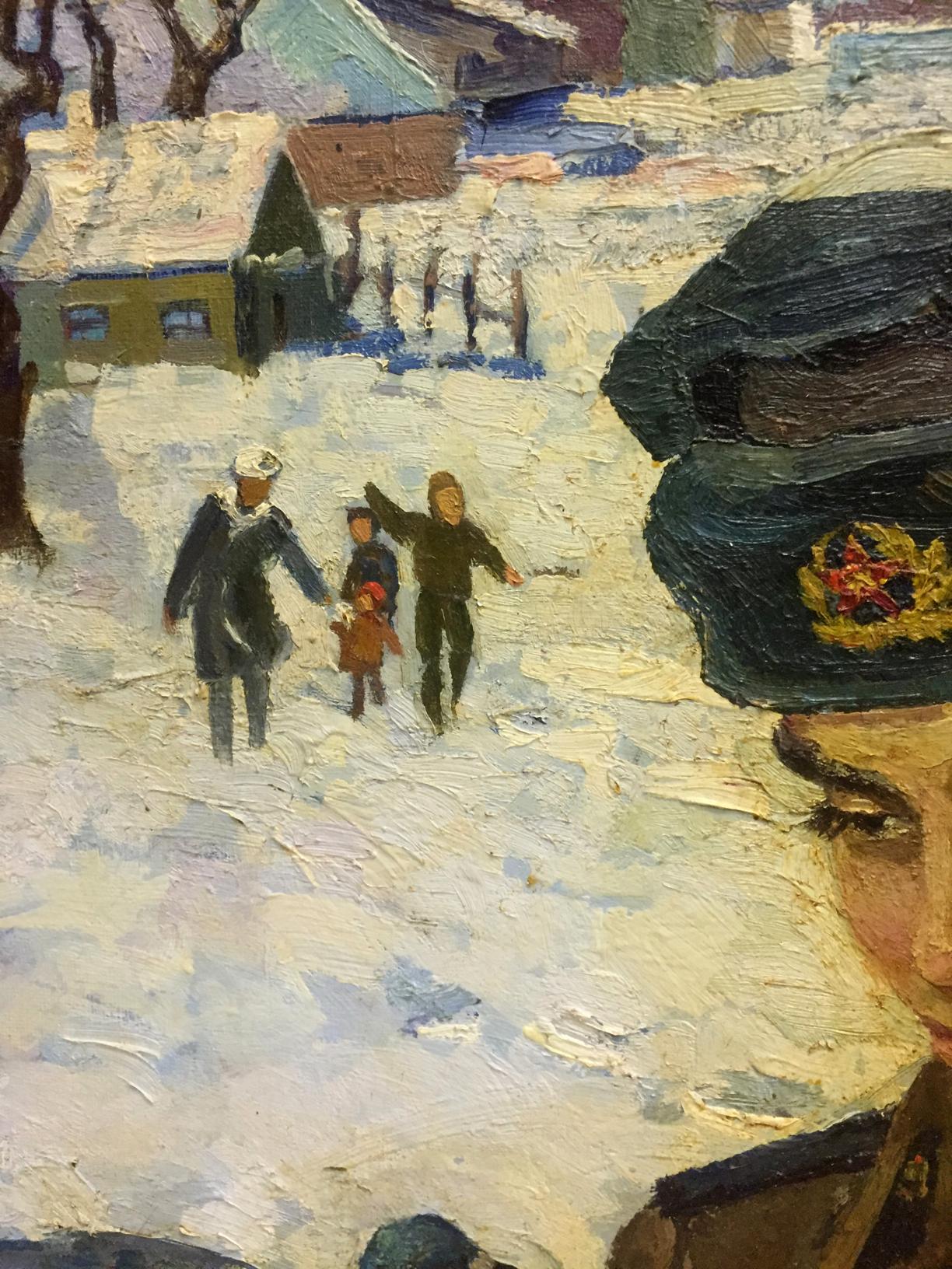 Oil painting Return of the soldier to his homeland Yanchak Elena Vatslavovna