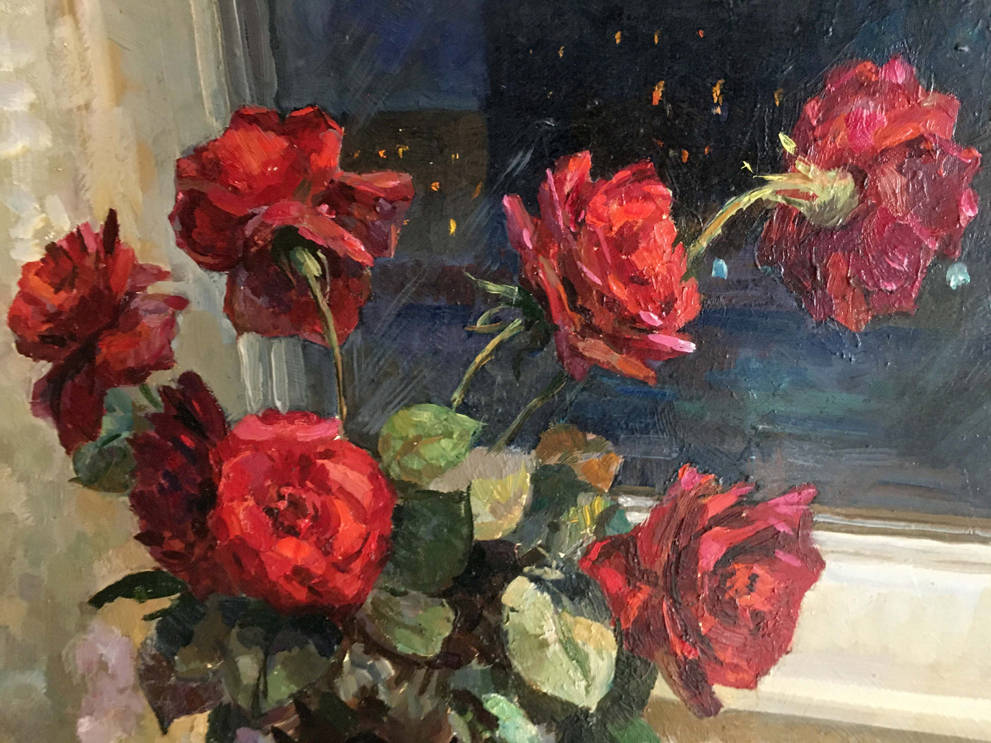 Oil painting Red roses Natalya Alexandrovna Savitskaya