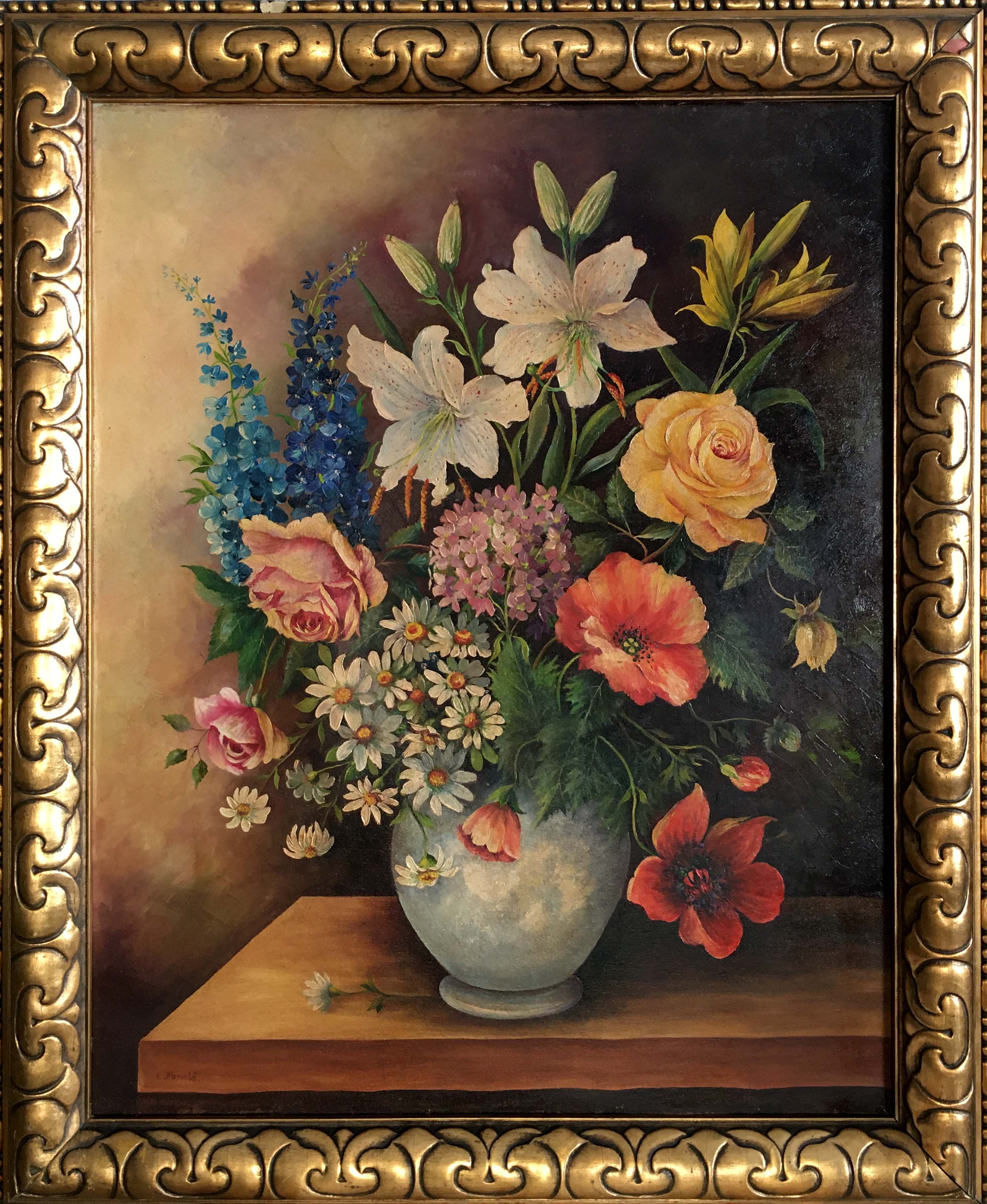 Oil painting Variegated Floral Arrangement Unknown artist