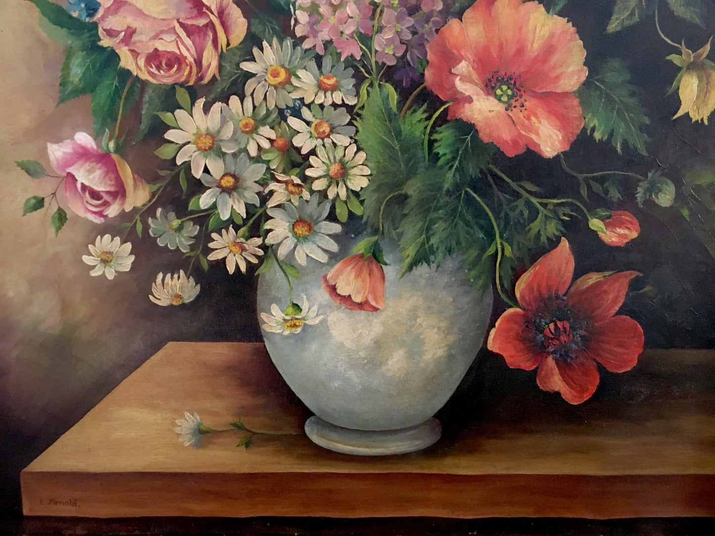 Oil painting Variegated Floral Arrangement Unknown artist