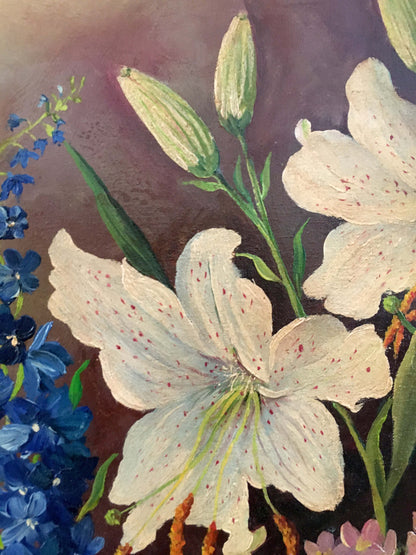 Oil painting Variegated Floral Arrangement Unknown artist