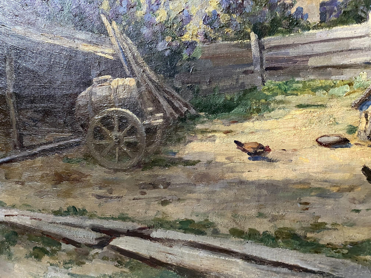 Oil painting Barnyard birds Vladimir Ivanovich Kozlovsky