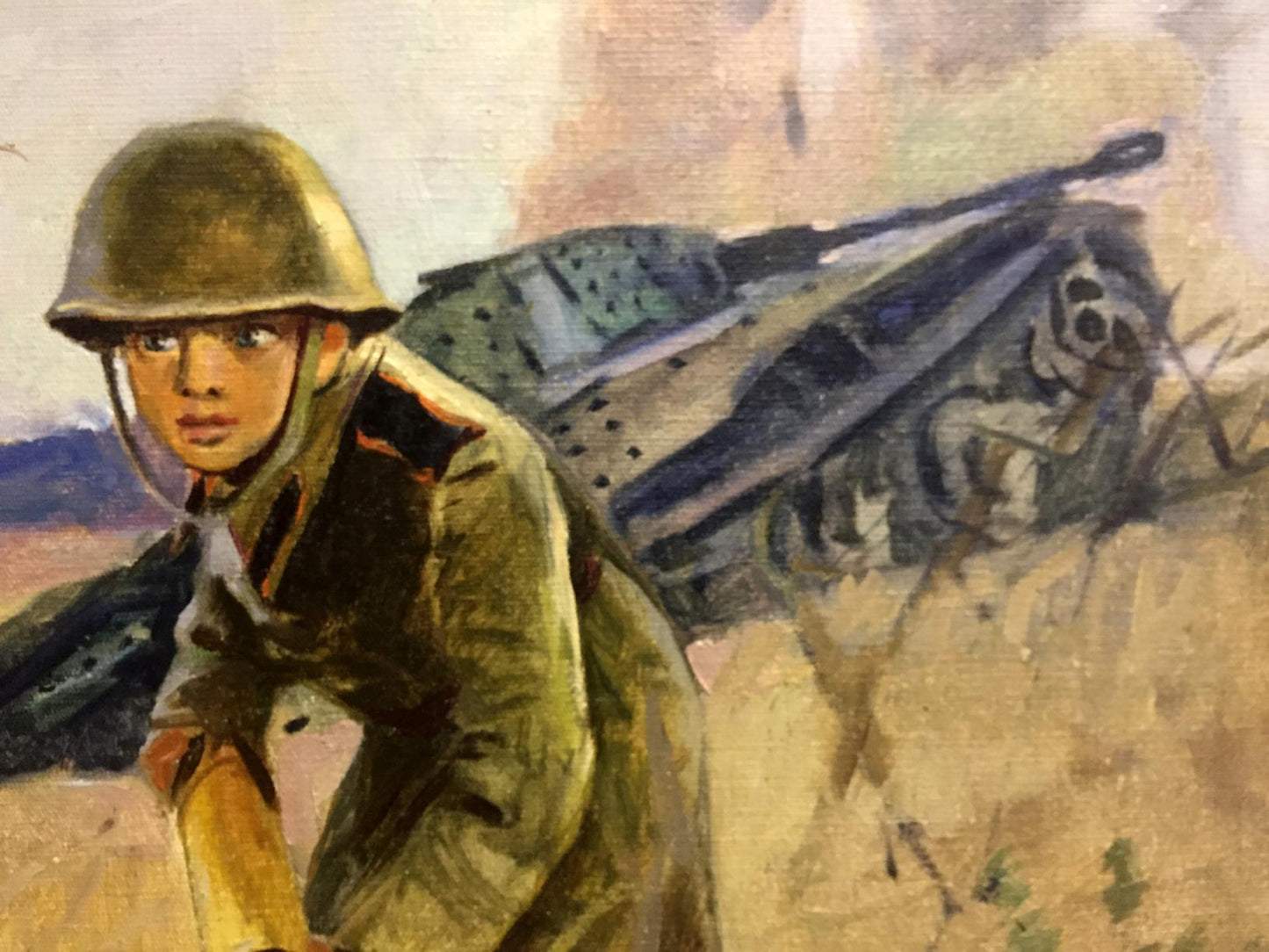 Oil painting Soldier at the front