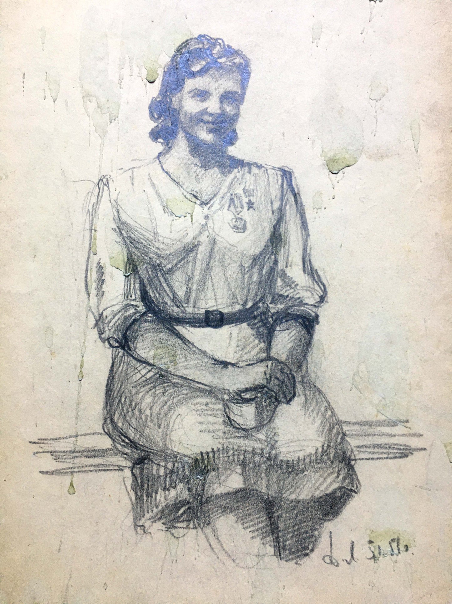 Pencil painting Portrait of mom Dmitry Lednev