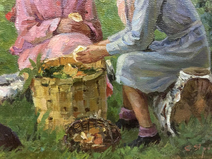 Oil painting Women with mushrooms Yaroviy Stepan Kalinovich