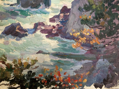 Oil painting Landscape with a shore