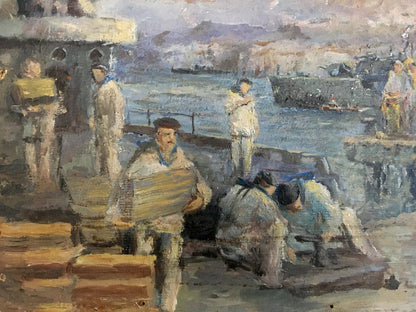 Oil painting Sailors in the port Pichuyev K. I.