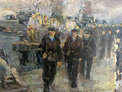 Oil painting Sailors in the port Pichuyev K. I.