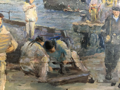 Oil painting Sailors in the port Pichuyev K. I.