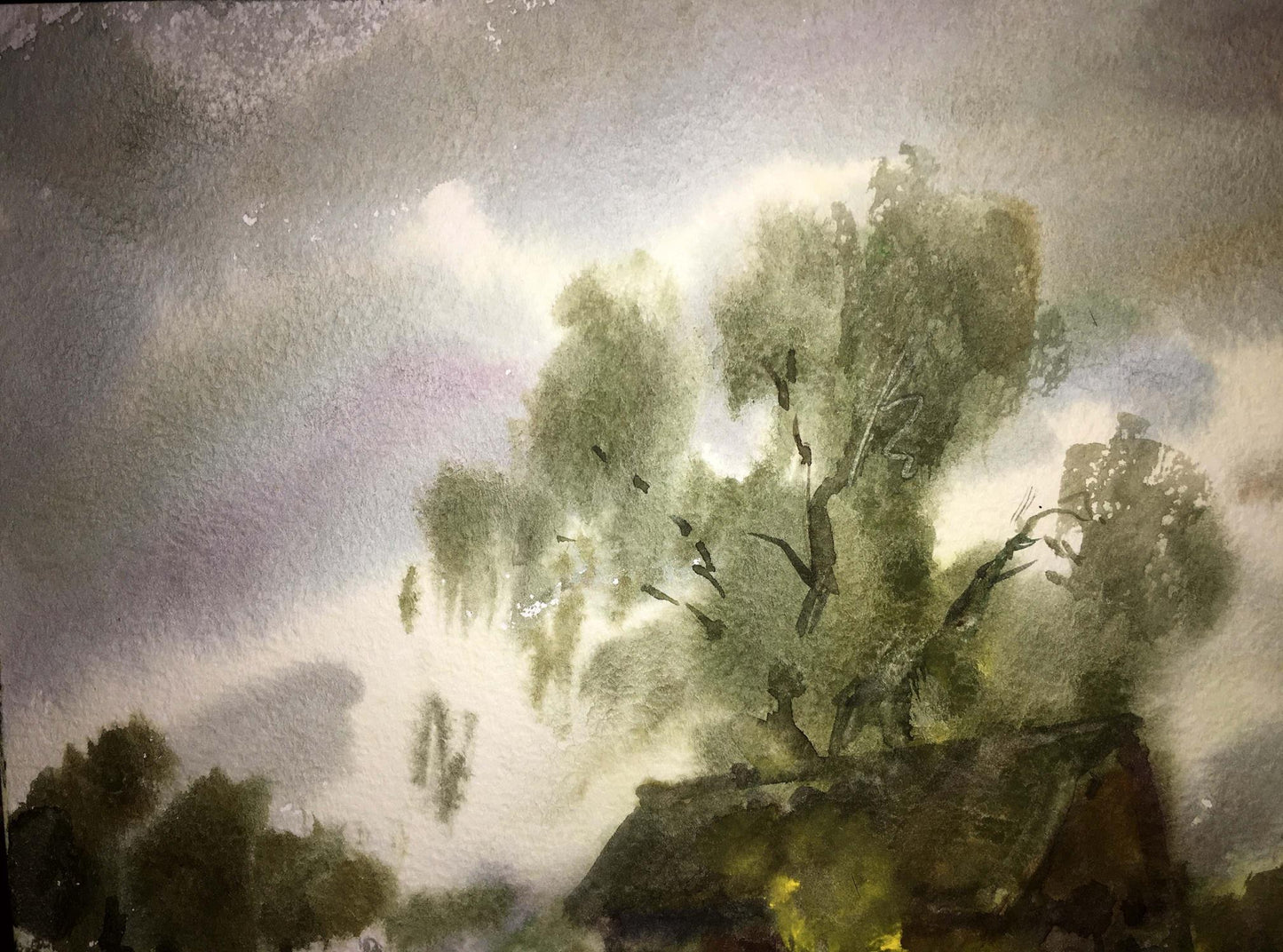 Forest landscape watercolor painting Viktor Mikhailichenko