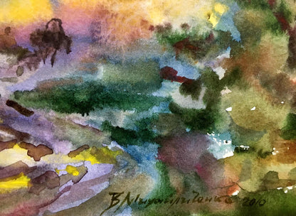 Fields watercolor painting Viktor Mikhailichenko