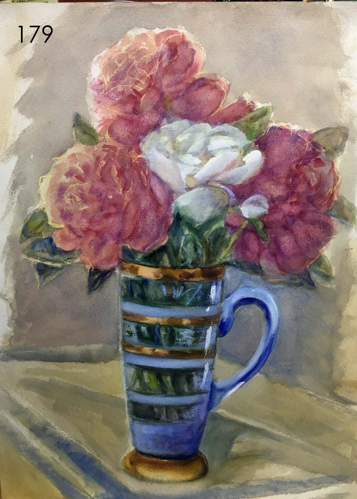 Morning still life with flowers watercolor painting