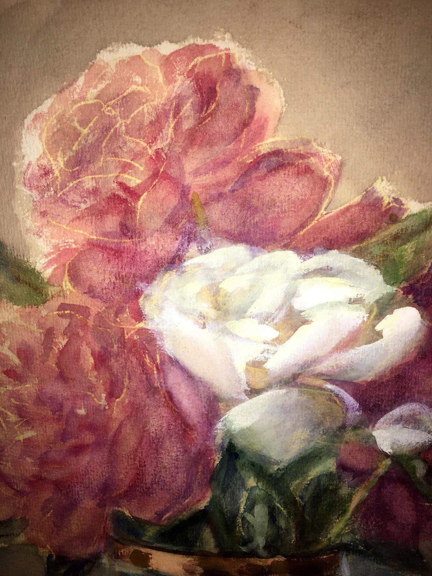 Morning still life with flowers watercolor painting