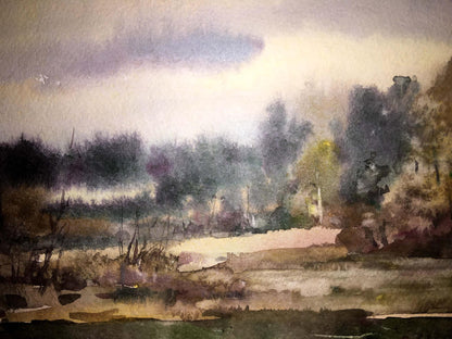 Watercolor painting Autumn landscape Viktor Mikhailichenko