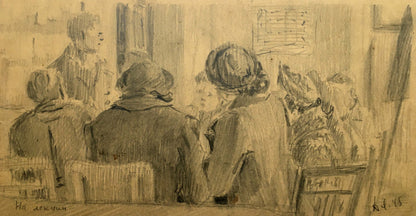 Pencil painting At the lecture Dmitry Lednev