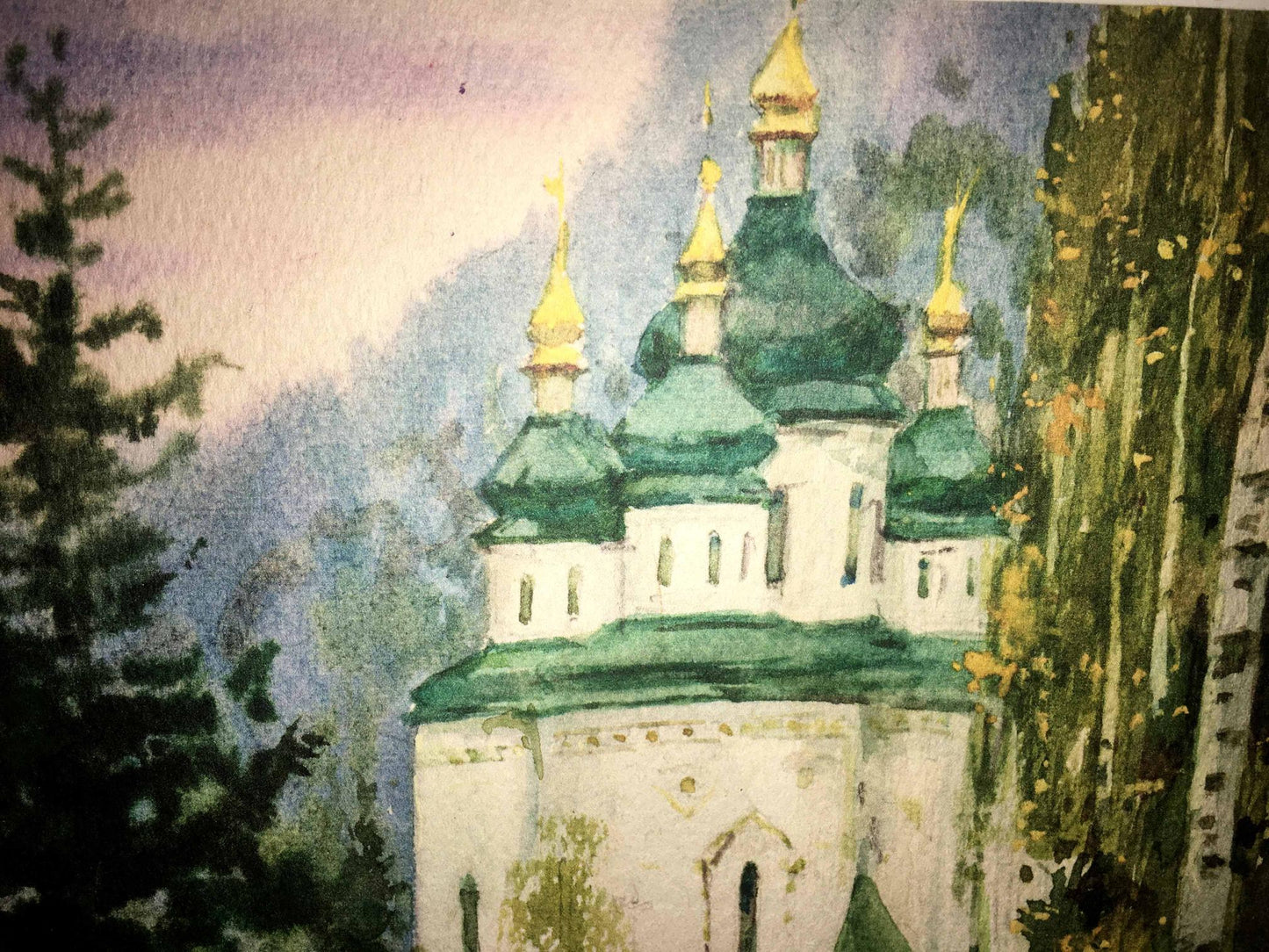 Monastery watercolor painting Viktor Mikhailichenko