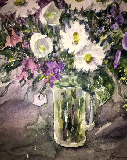 Flowers watercolor painting Viktor Mikhailichenko