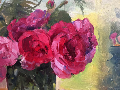 Oil painting Pink roses Konovalyuk Fedor Zotikovich