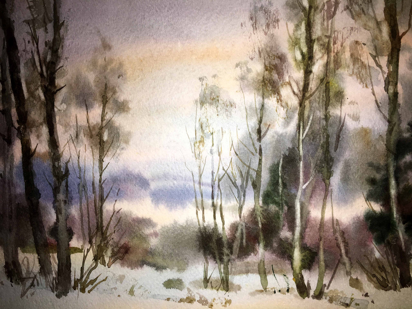 End of winter watercolor painting Viktor Mikhailichenko