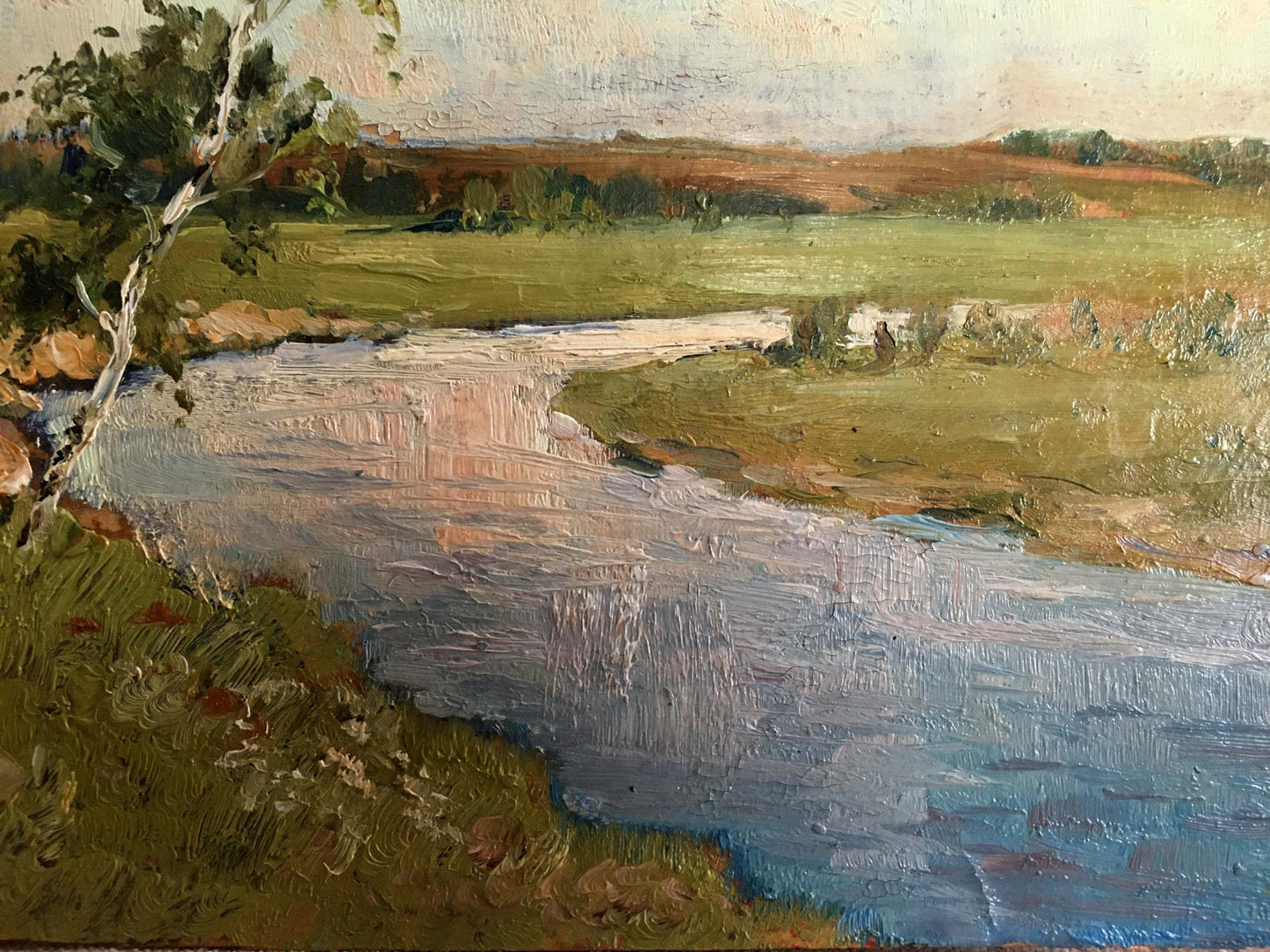 Oil paintign River landscape Sergeyev N. S.