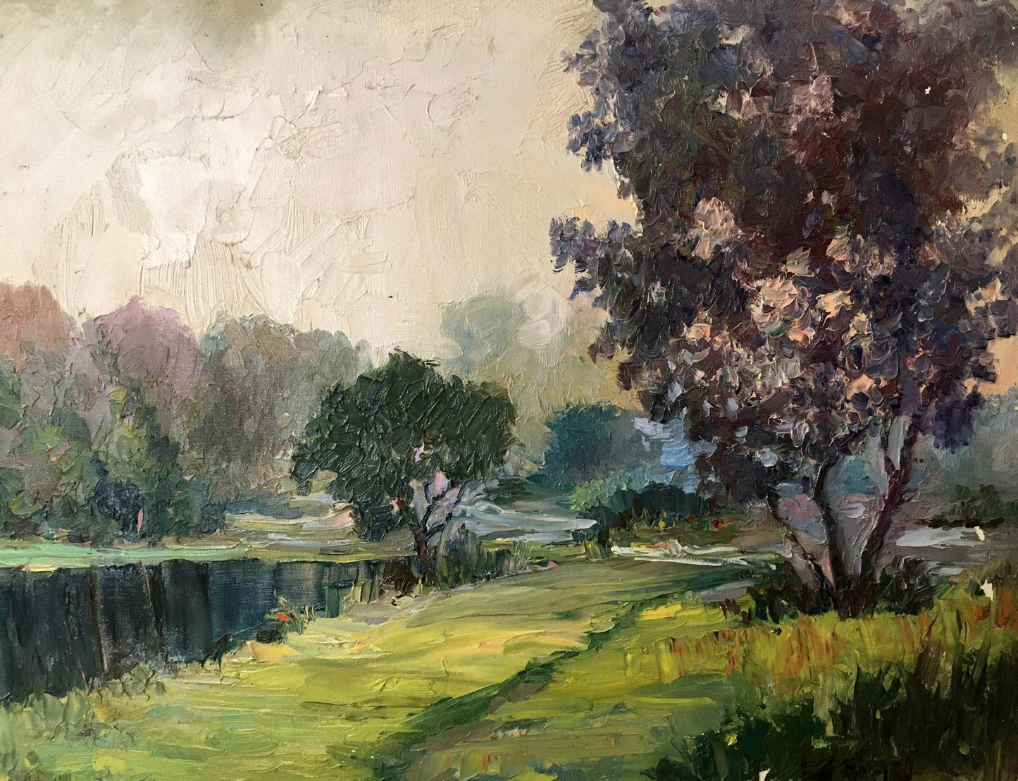 Oil painting River landscape Lednev Dmytro Yakovych
