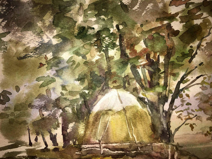 A "Forest" illustrated in watercolor by Viktor Mikhailichenko