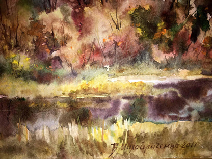 Autumn Gold by Viktor Mikhailichenko, created in watercolor