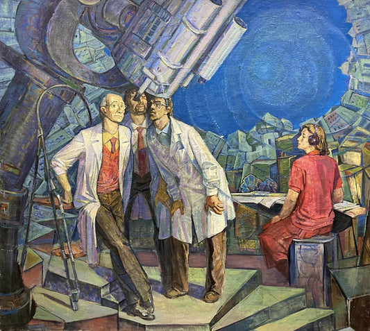 Social realism oil painting Astronomers Nesterov Vladimir Dmitrievich
