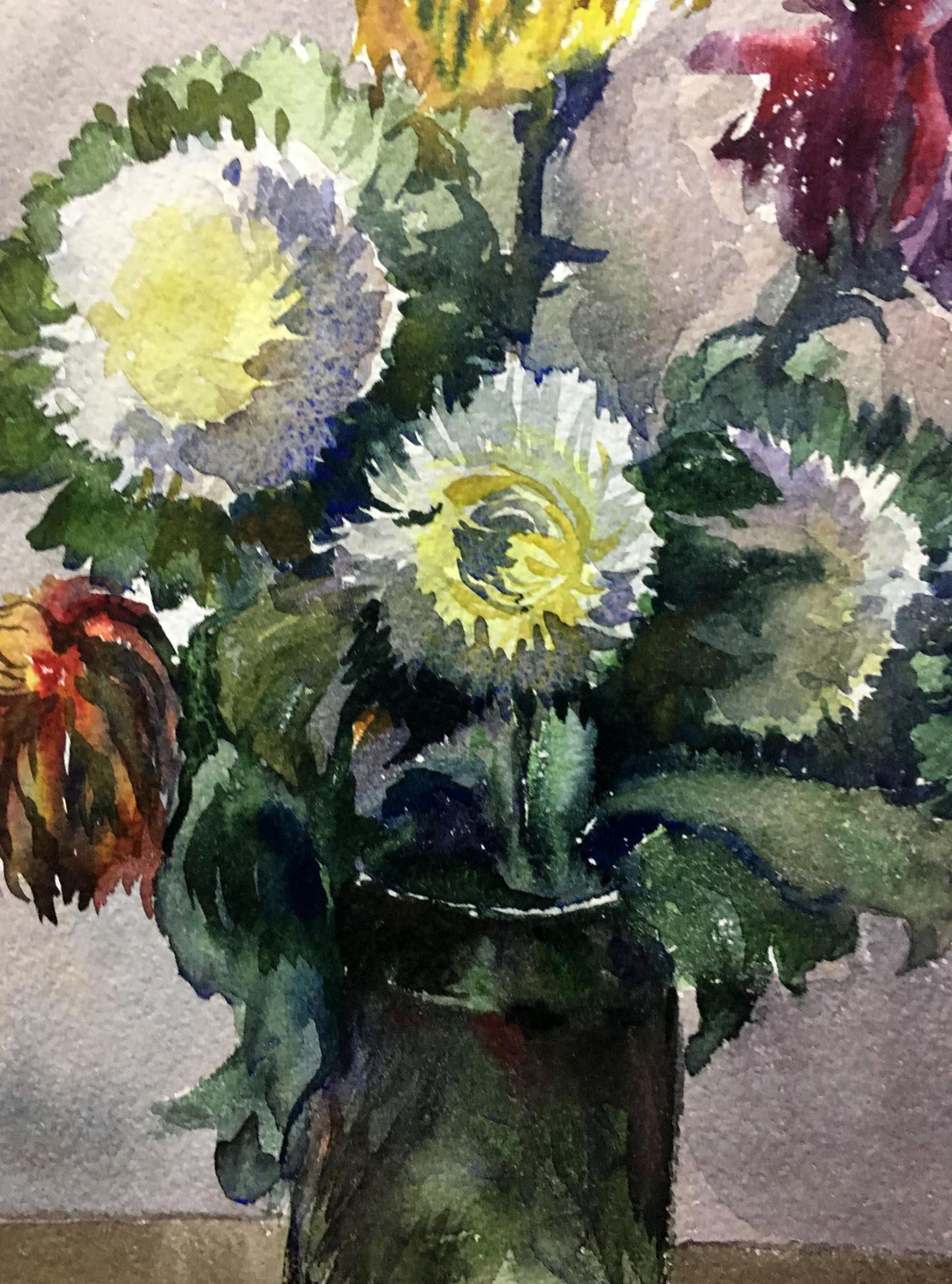 Watercolor painting Flowers in a vase Palazhchenko Irina