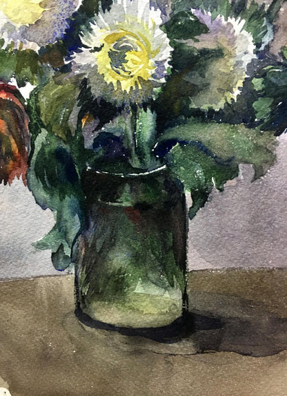 Watercolor painting Flowers in a vase Palazhchenko Irina