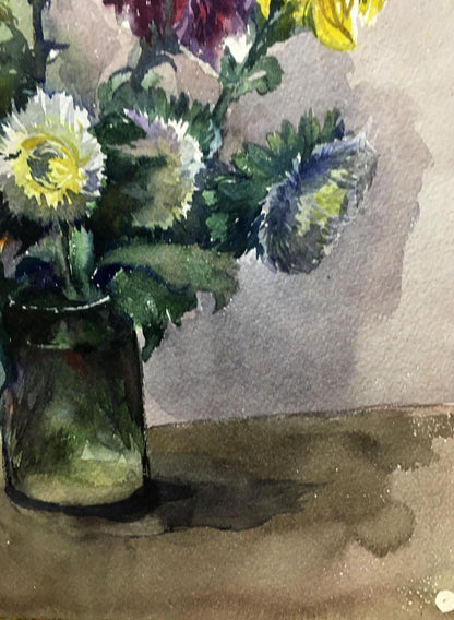 Watercolor painting Flowers in a vase Palazhchenko Irina