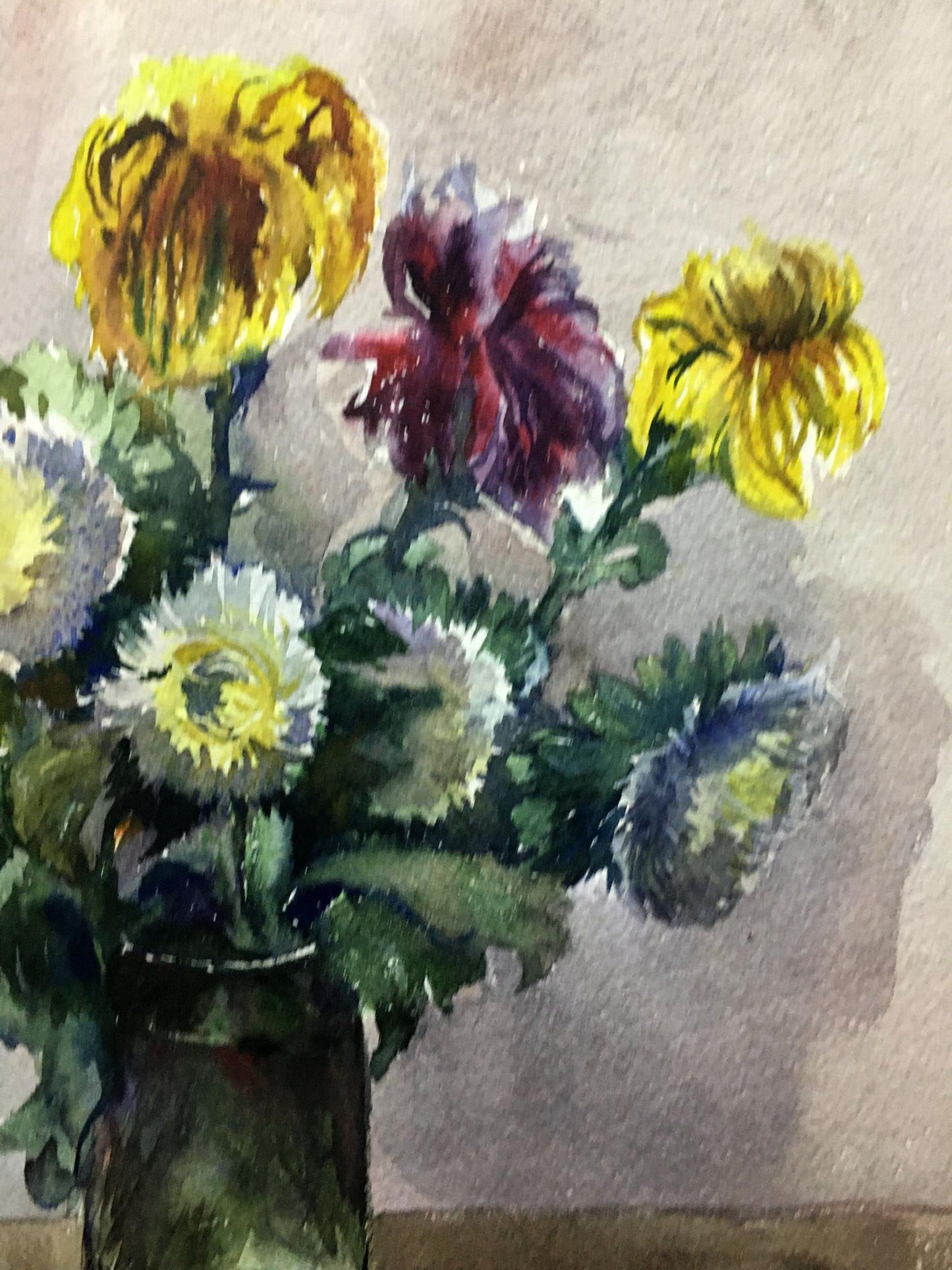 Watercolor painting Flowers in a vase Palazhchenko Irina